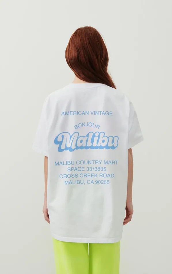 TShirt Fizvalley 034Bonjour Malibu034 White WomenMen American Vintage Short Sleeve TShirts TShirt Fizvalley 034Bonjour Malibu034 White WomenMen American Vintage Short Sleeve TShirts