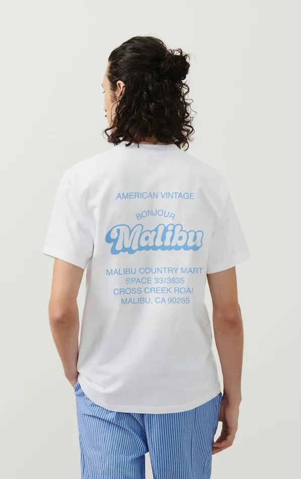TShirt Fizvalley 034Bonjour Malibu034 White WomenMen American Vintage Short Sleeve TShirts TShirt Fizvalley 034Bonjour Malibu034 White WomenMen American Vintage Short Sleeve TShirts