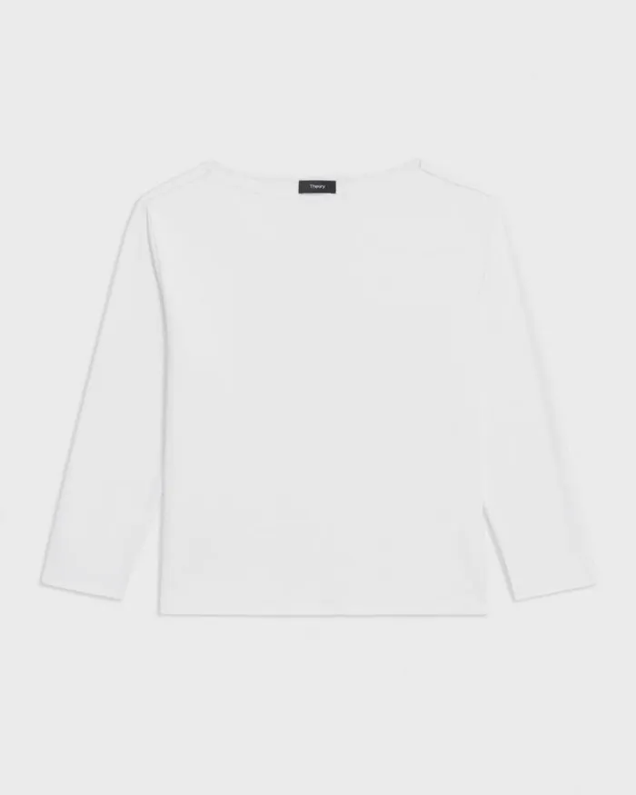 TShirts Tank Tops Women Theory Boat Neck Tee In Cotton Jersey White TShirts Tank Tops Women Theory Boat Neck Tee In Cotton Jersey White