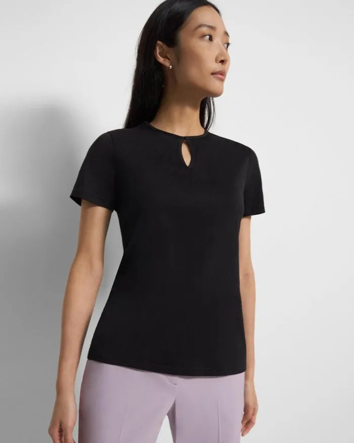 TShirts Tank Tops Women Theory Keyhole Tiny Tee In Organic Cotton Black