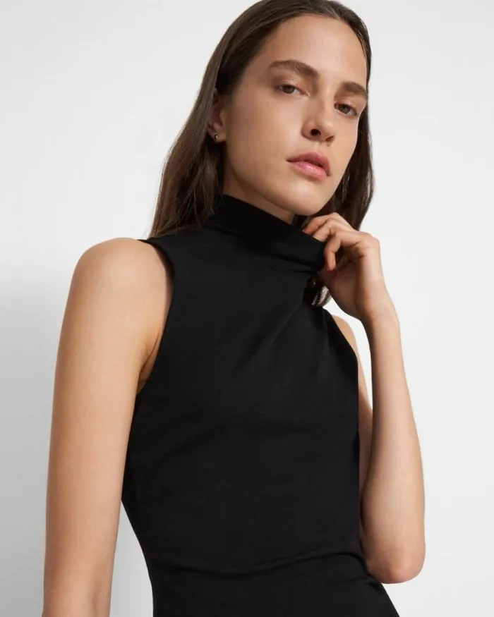 TShirts Tank Tops Women Theory Sleeveless Turtleneck Sweater In Ribbed Viscose Black TShirts Tank Tops Women Theory Sleeveless Turtleneck Sweater In Ribbed Viscose Black
