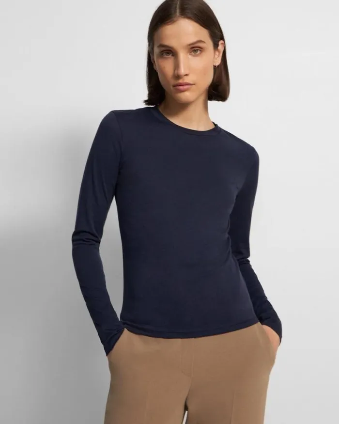 TShirts Tank Tops Women Theory Tiny LongSleeve Tee In Organic Cotton Marina