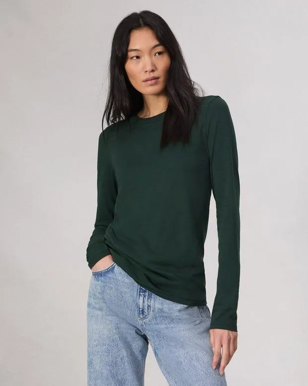 TShirts Women Rag and Bone Slub Long Sleeve Tee Dark Green
