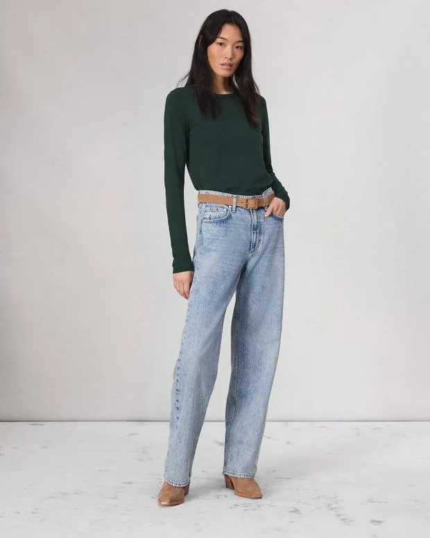 TShirts Women Rag and Bone Slub Long Sleeve Tee Dark Green