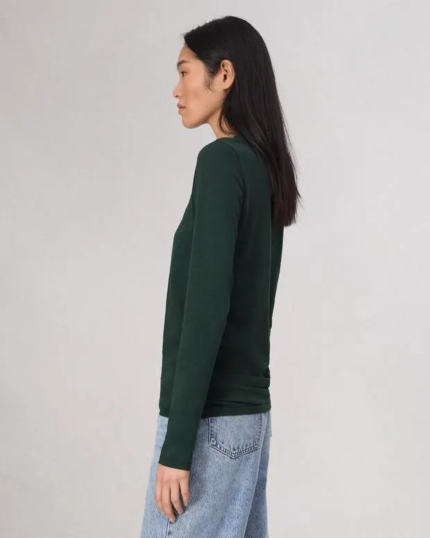 TShirts Women Rag and Bone Slub Long Sleeve Tee Dark Green