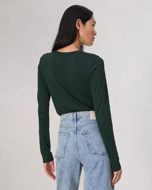 TShirts Women Rag and Bone Slub Long Sleeve Tee Dark Green