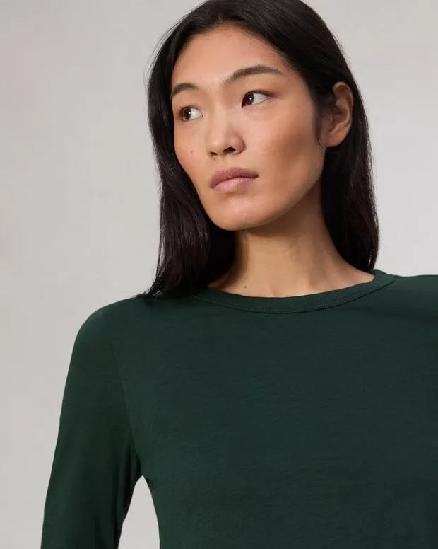 TShirts Women Rag and Bone Slub Long Sleeve Tee Dark Green