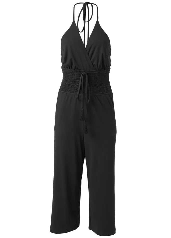 TASSEL HALTER JUMPSUIT Black Women VENUS Casual Jumpsuits and Rompers