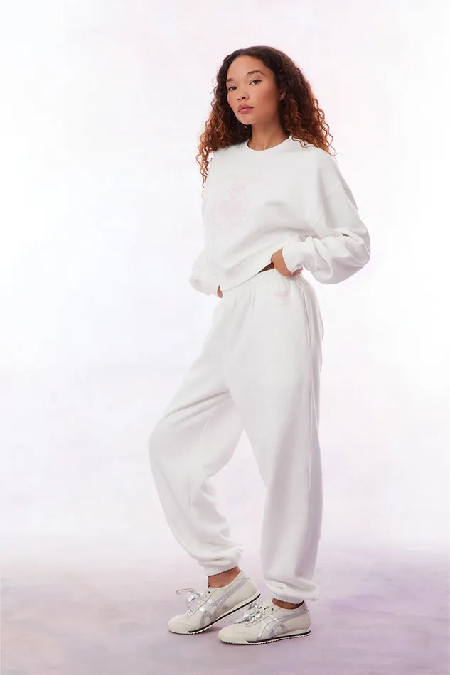 Tees and Fleece Women LoveShackFancy Malone Tennis Logo Sweatpant White