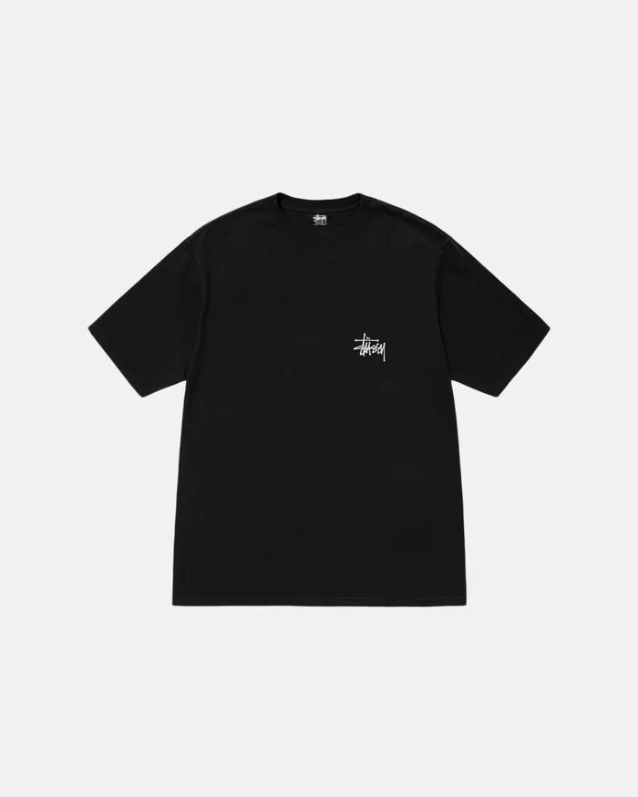 Tees MenWomen Stussy BASIC STSSY TEE PIGMENT DYED Black