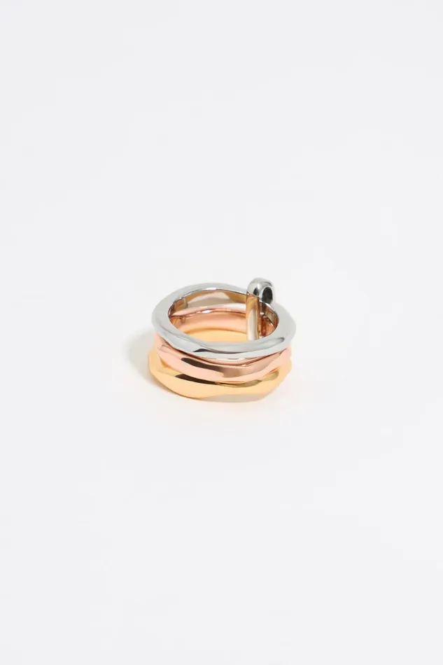 Textured Multicolor Triple Ring Rose Gold Women Bimba Y Lola Rings