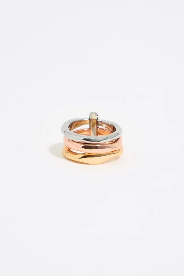 Textured Multicolor Triple Ring Rose Gold Women Bimba Y Lola Rings Textured Multicolor Triple Ring Rose Gold Women Bimba Y Lola Rings