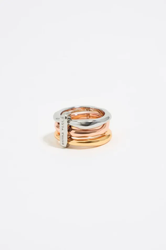 Textured Multicolor Triple Ring Rose Gold Women Bimba Y Lola Rings Textured Multicolor Triple Ring Rose Gold Women Bimba Y Lola Rings