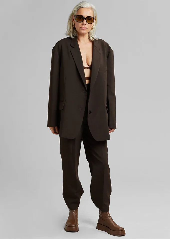 The Frankie Shop Bottoms Bea Suit Pants 8211 Dark Espresso 8211 Women