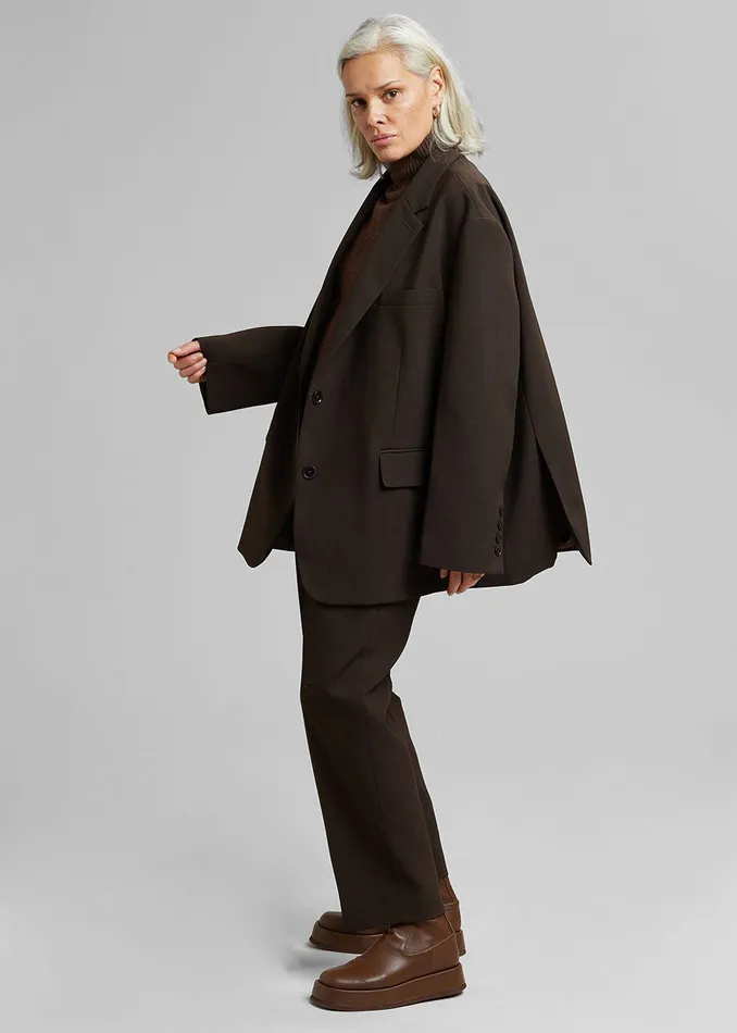 The Frankie Shop Bottoms Bea Suit Pants 8211 Dark Espresso 8211 Women