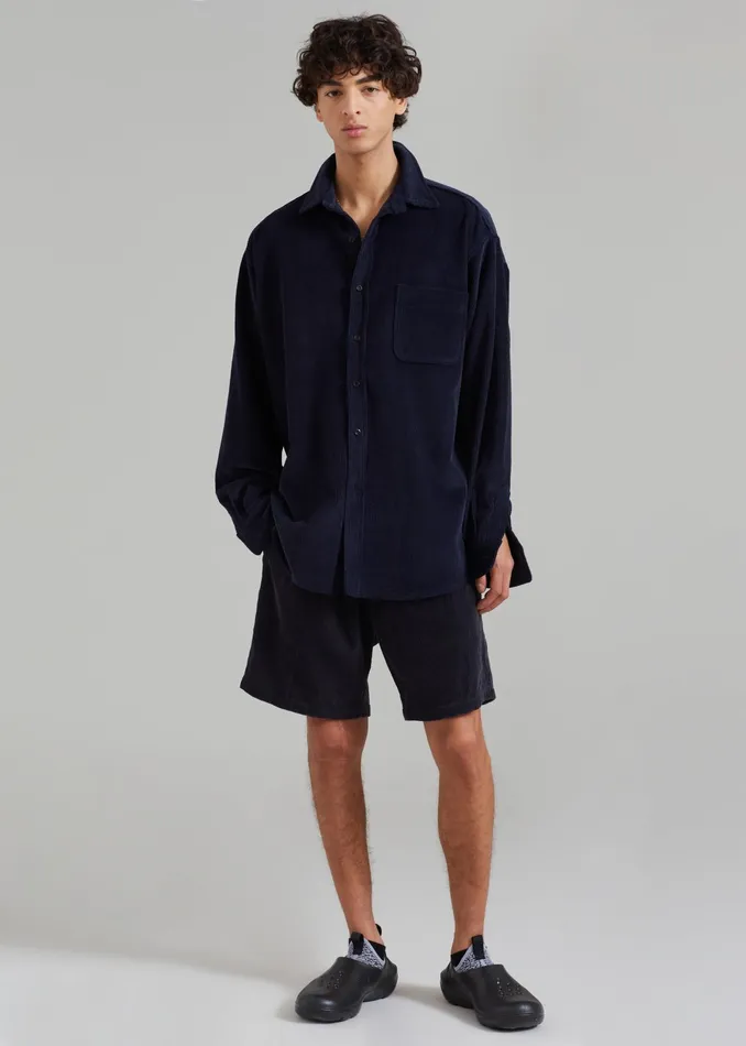 The Frankie Shop Bottoms Camden Corduroy Shorts 8211 Navy 8211 Men