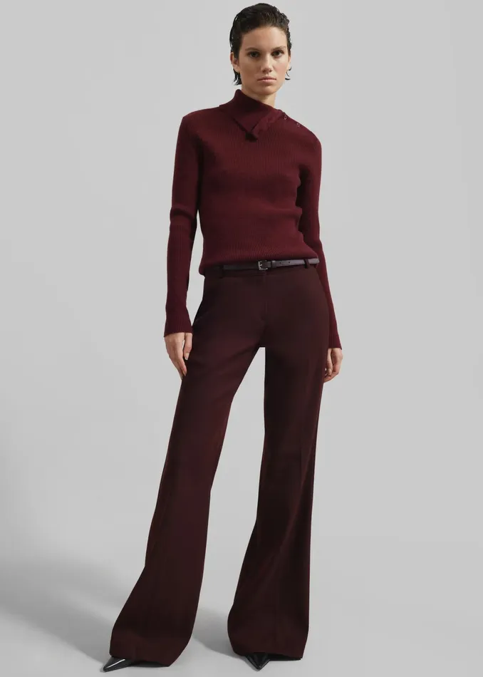 The Frankie Shop Bottoms Castel Bootcut Pants 8211 Burgundy 8211 Women