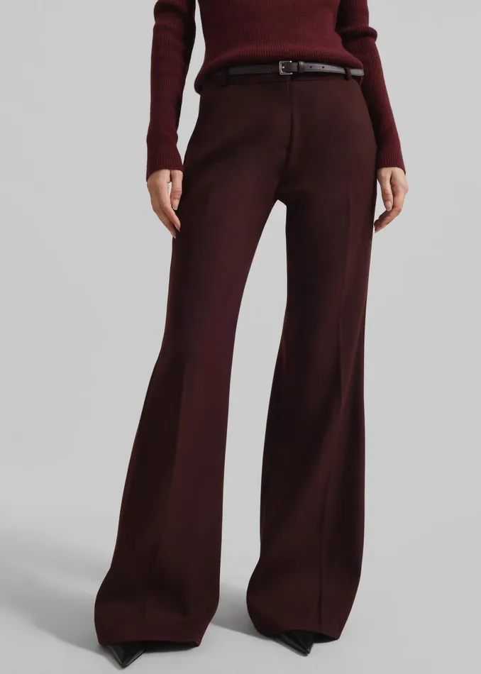 The Frankie Shop Bottoms Castel Bootcut Pants 8211 Burgundy 8211 Women