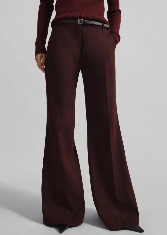 The Frankie Shop Bottoms Castel Bootcut Pants 8211 Burgundy 8211 Women