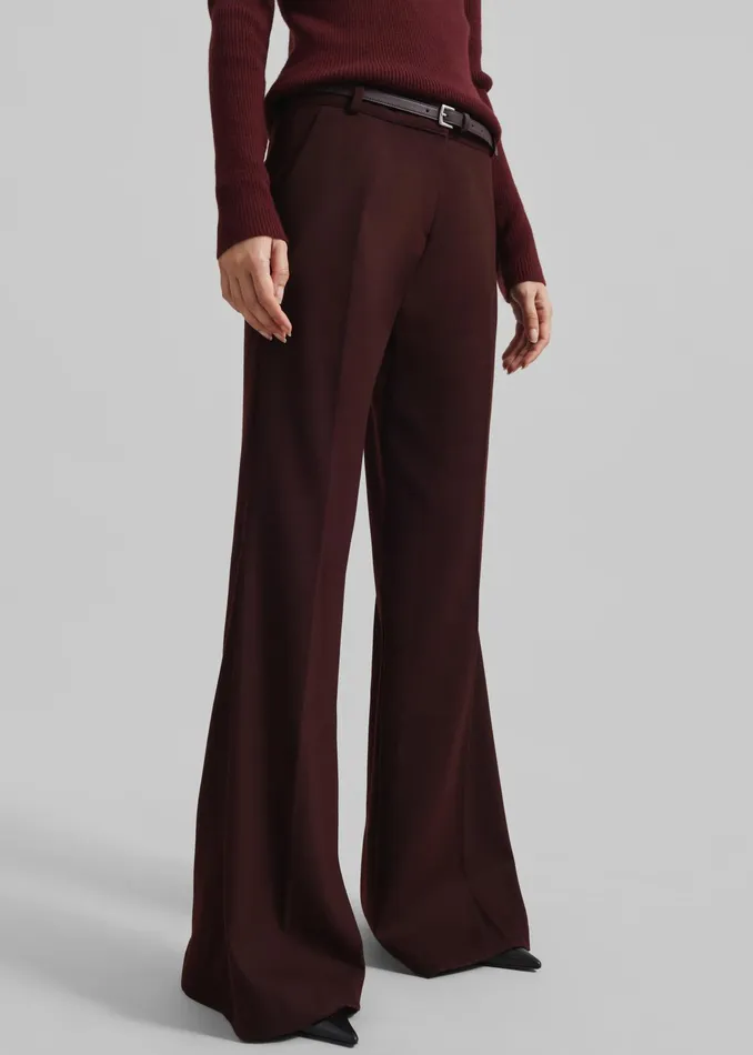 The Frankie Shop Bottoms Castel Bootcut Pants 8211 Burgundy 8211 Women