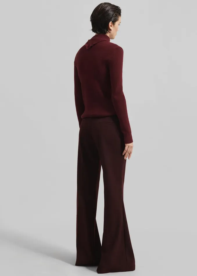 The Frankie Shop Bottoms Castel Bootcut Pants 8211 Burgundy 8211 Women