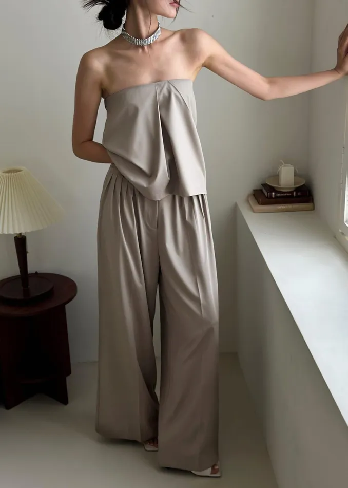 The Frankie Shop Bottoms Catalina Pleated Trousers 8211 Grey 8211 Women