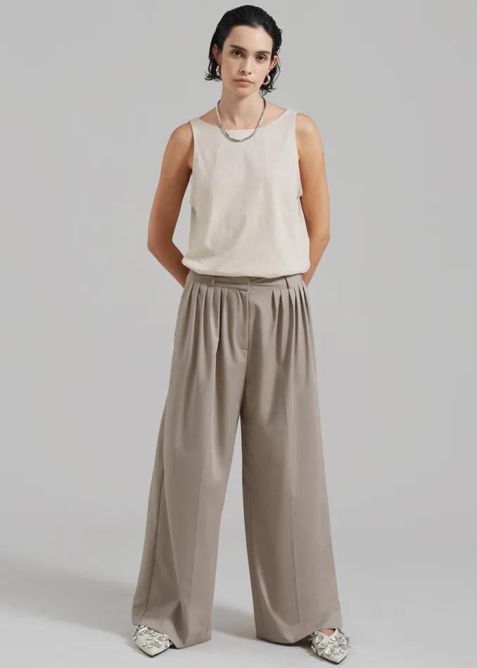 The Frankie Shop Bottoms Catalina Pleated Trousers 8211 Grey 8211 Women
