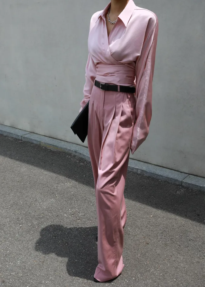 The Frankie Shop Bottoms Gelso Pleated Trousers 8211 Rose 8211 Women