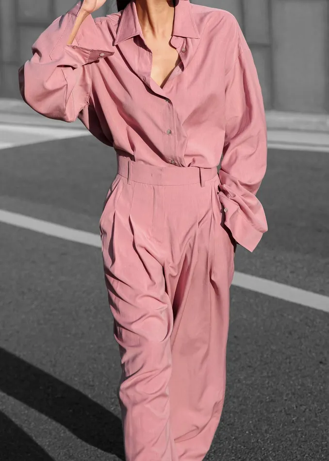 The Frankie Shop Bottoms Gelso Pleated Trousers 8211 Rose 8211 Women