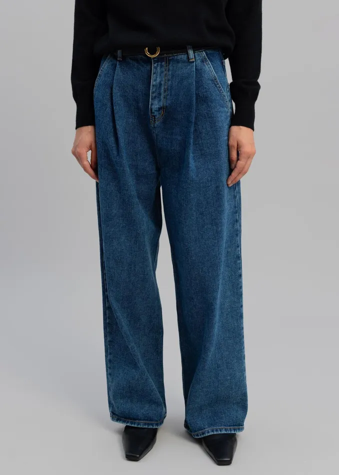 The Frankie Shop Bottoms Isabella Denim Pants 8211 Medium Wash 8211 Women