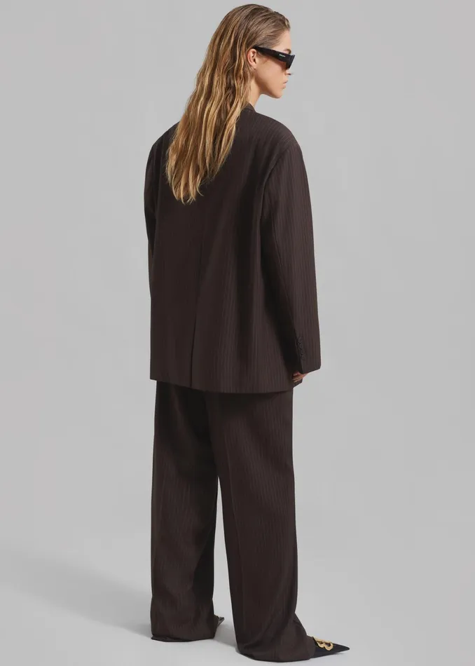 The Frankie Shop Bottoms Ivey Pintuck Trousers 8211 BrownWhite Pinstripe 8211 Women