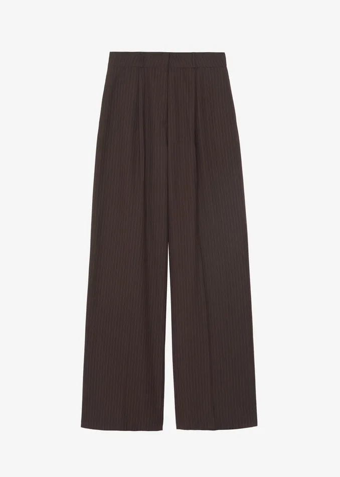 The Frankie Shop Bottoms Ivey Pintuck Trousers 8211 BrownWhite Pinstripe 8211 Women