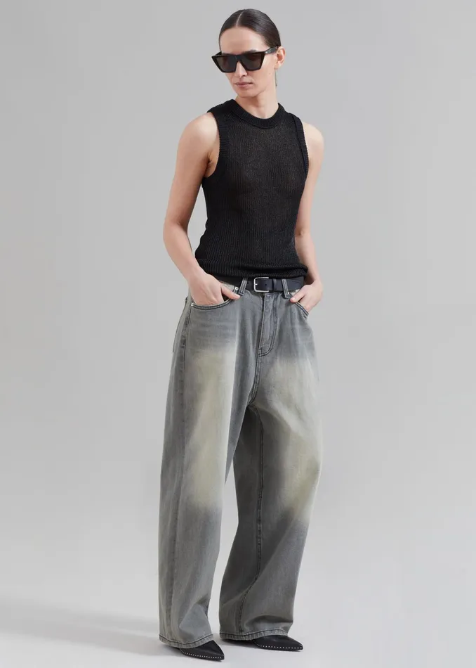 The Frankie Shop Bottoms Kane Wide Jeans 8211 Grey Wash 8211 MenWomen