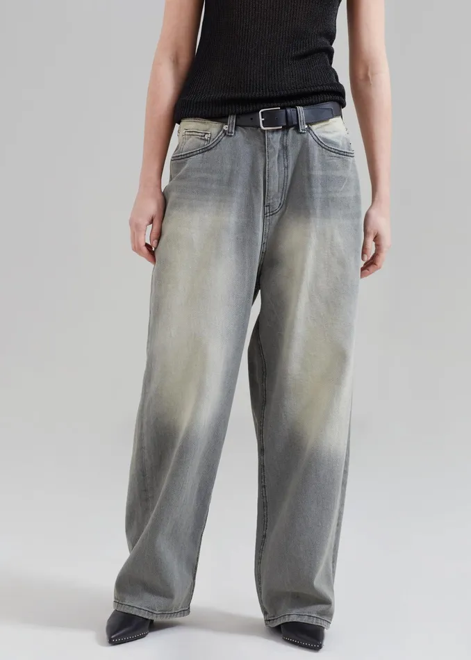The Frankie Shop Bottoms Kane Wide Jeans 8211 Grey Wash 8211 MenWomen