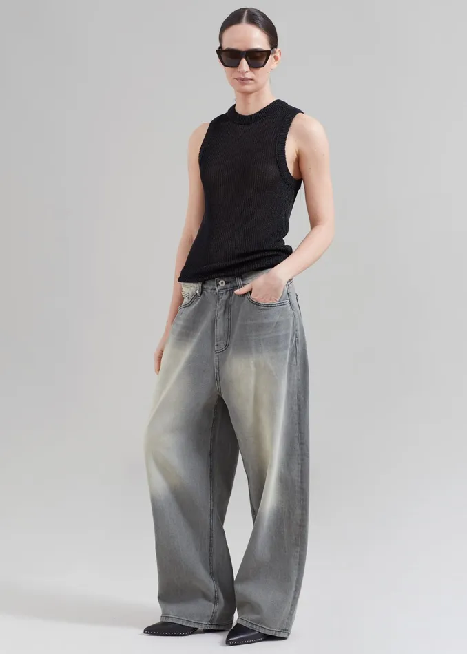 The Frankie Shop Bottoms Kane Wide Jeans 8211 Grey Wash 8211 MenWomen