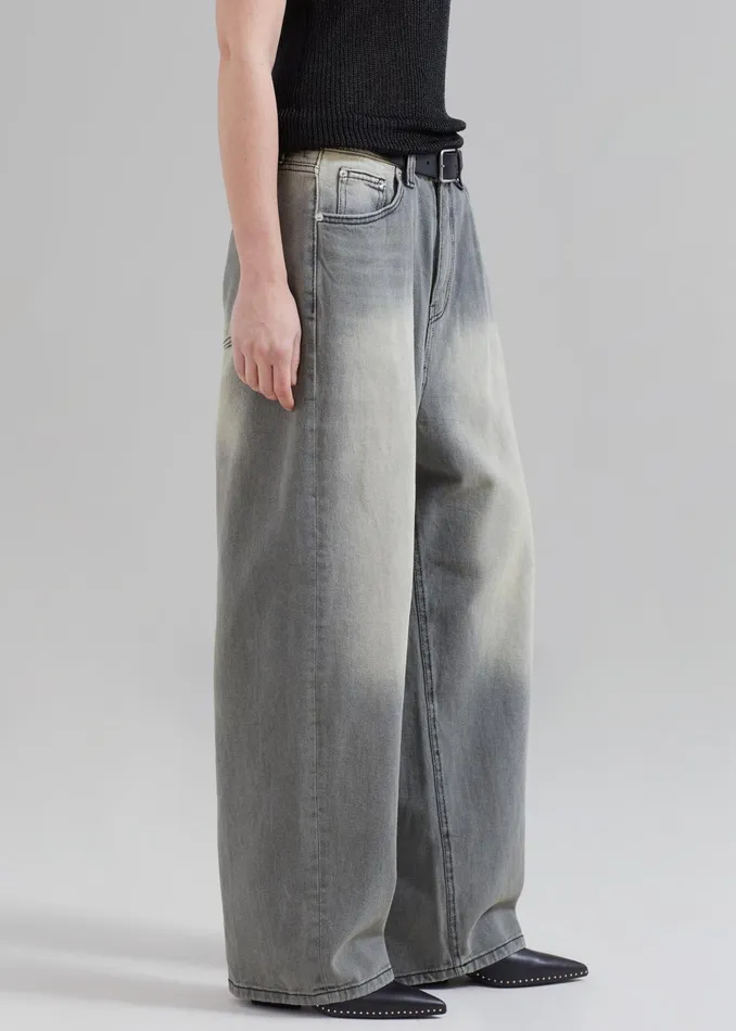 The Frankie Shop Bottoms Kane Wide Jeans 8211 Grey Wash 8211 MenWomen