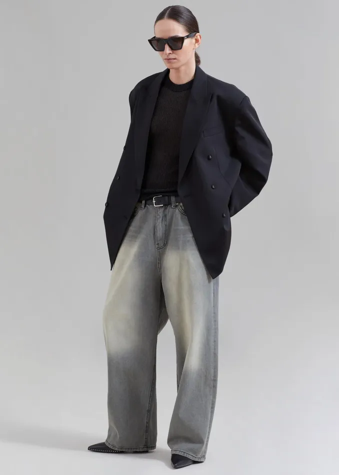 The Frankie Shop Bottoms Kane Wide Jeans 8211 Grey Wash 8211 MenWomen