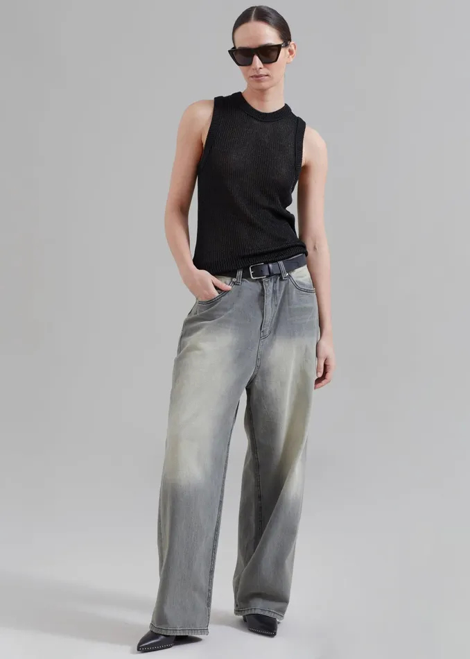 The Frankie Shop Bottoms Kane Wide Jeans 8211 Grey Wash 8211 MenWomen