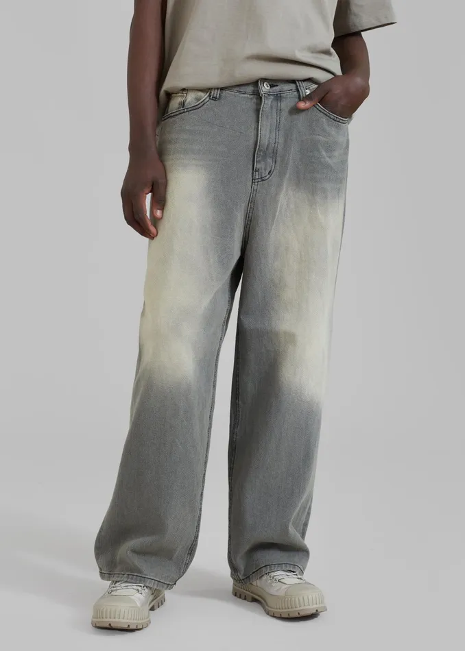 The Frankie Shop Bottoms Kane Wide Jeans 8211 Grey Wash 8211 MenWomen