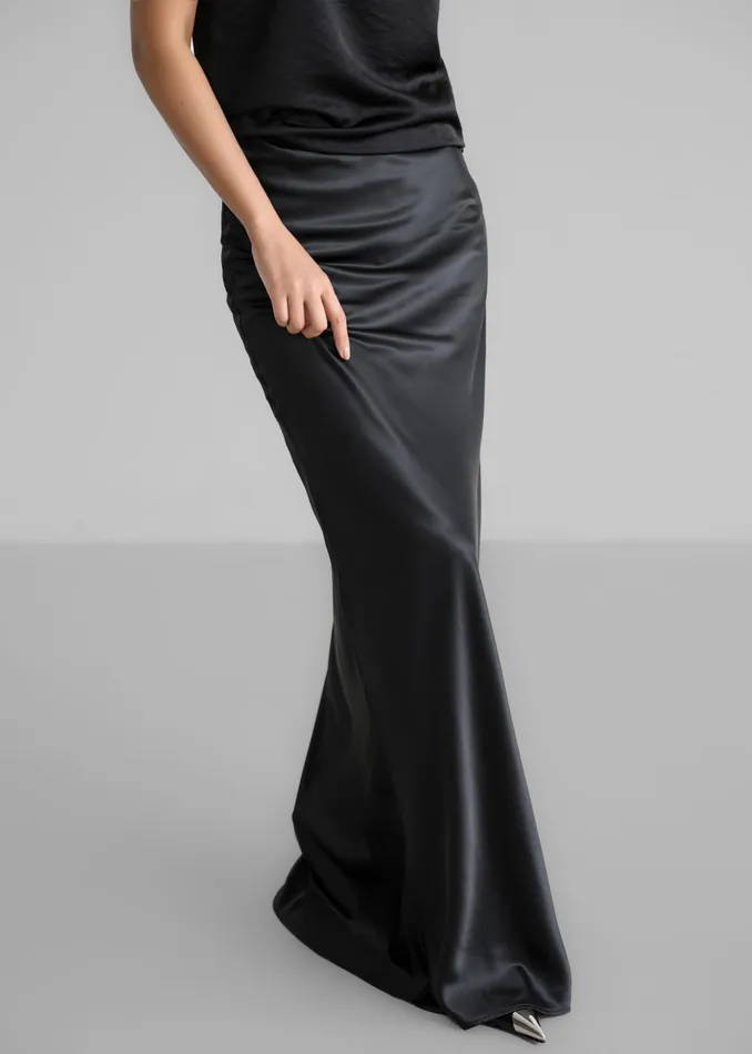 The Frankie Shop Bottoms Renesmee Satin Skirt 8211 Black 8211 Women