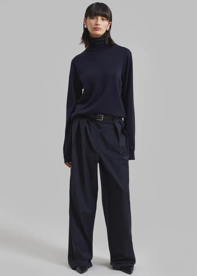 The Frankie Shop Bottoms Ripley Pleated Trousers 8211 Navy 8211 Women
