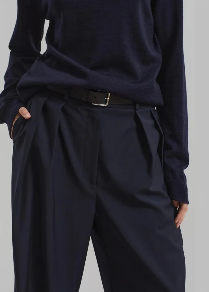 The Frankie Shop Bottoms Ripley Pleated Trousers 8211 Navy 8211 Women