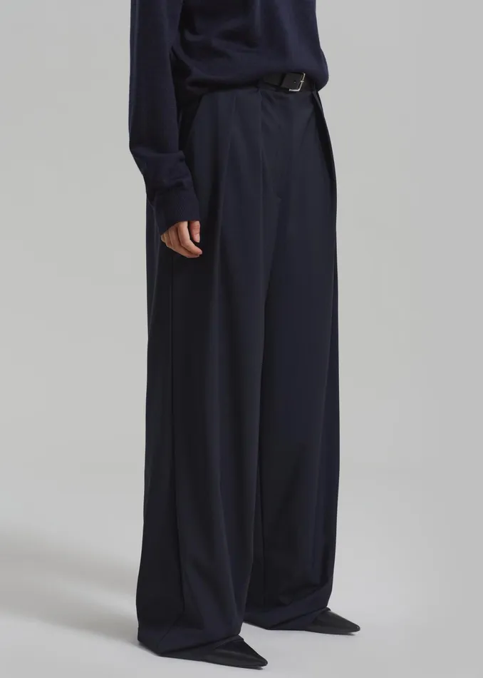 The Frankie Shop Bottoms Ripley Pleated Trousers 8211 Navy 8211 Women