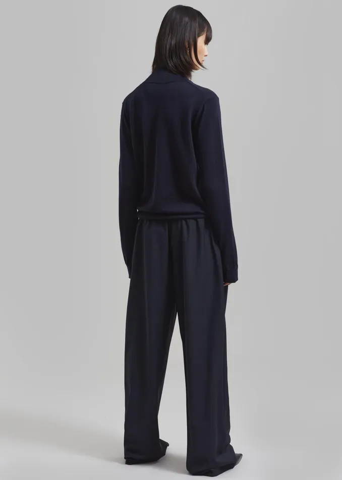 The Frankie Shop Bottoms Ripley Pleated Trousers 8211 Navy 8211 Women