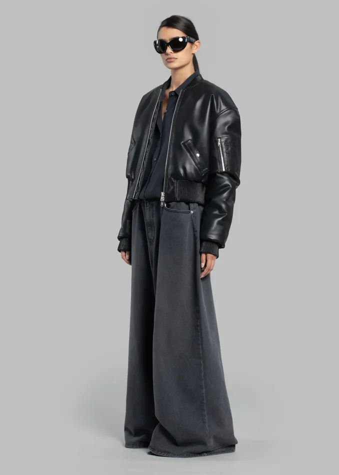 The Frankie Shop Bottoms Sasha Wide Leg Jeans 8211 Dark Grey 8211 Women