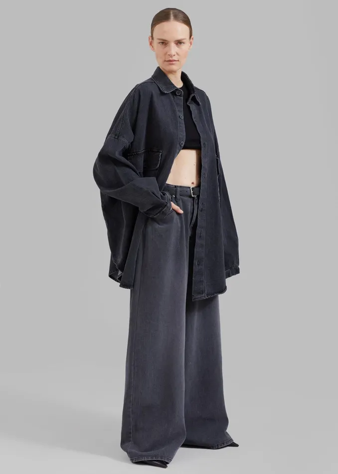 The Frankie Shop Bottoms Sasha Wide Leg Jeans 8211 Dark Grey 8211 Women