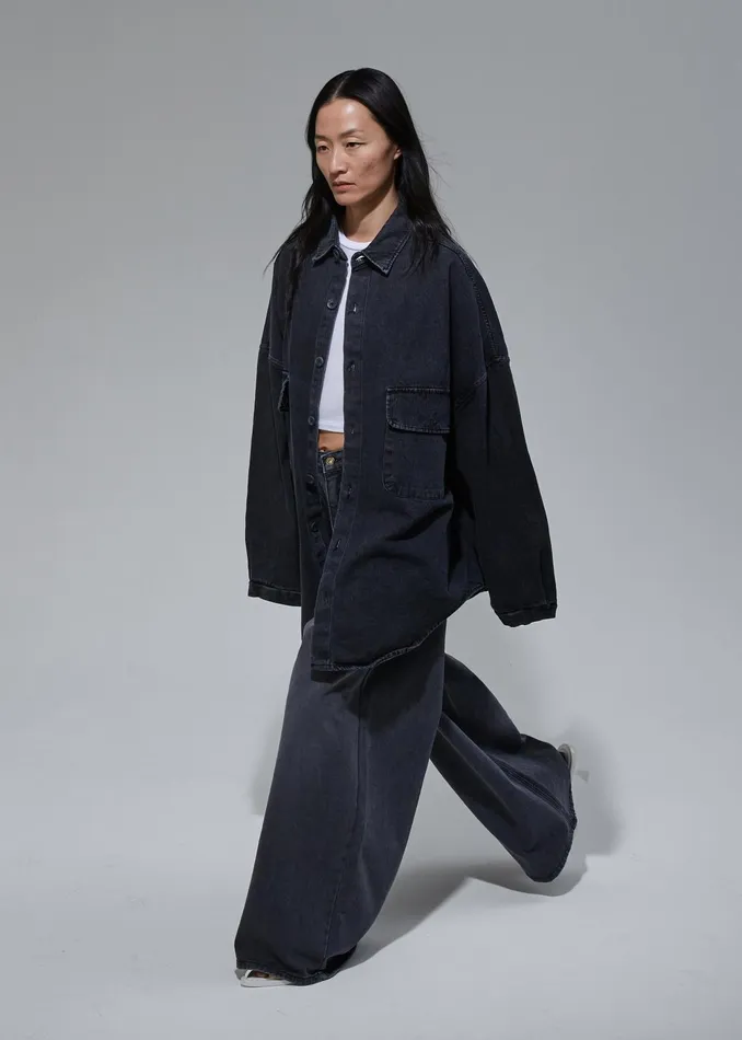 The Frankie Shop Bottoms Sasha Wide Leg Jeans 8211 Dark Grey 8211 Women