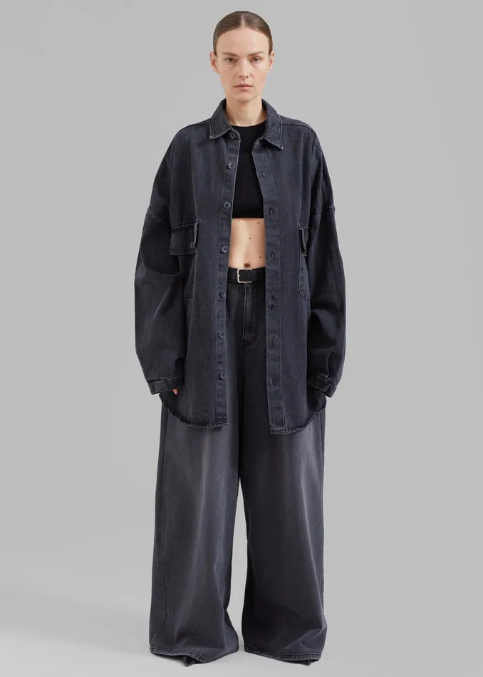 The Frankie Shop Bottoms Sasha Wide Leg Jeans 8211 Dark Grey 8211 Women