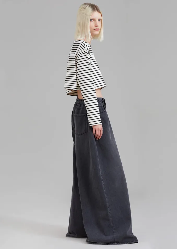 The Frankie Shop Bottoms Sasha Wide Leg Jeans 8211 Dark Grey 8211 Women