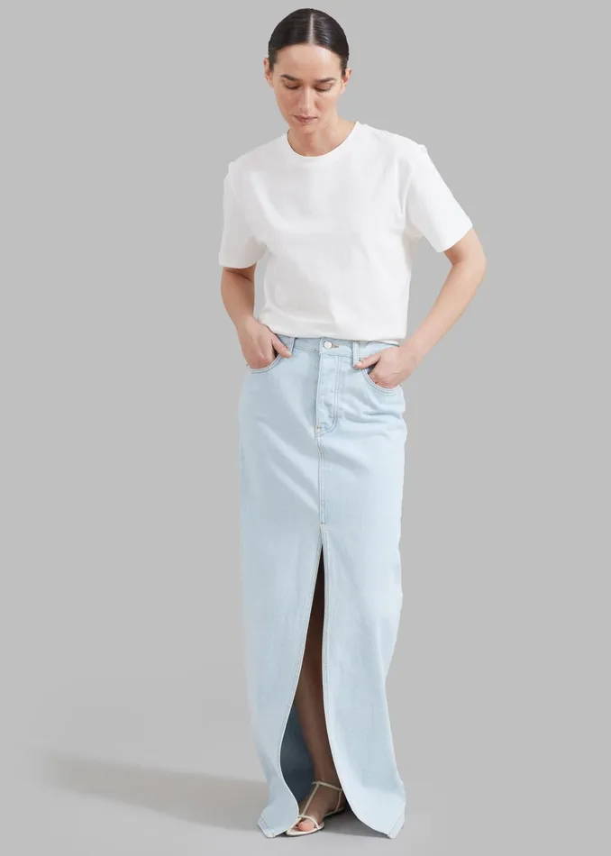 The Frankie Shop Bottoms Texas Denim Pencil Skirt 8211 Bleached Wash 8211 Women